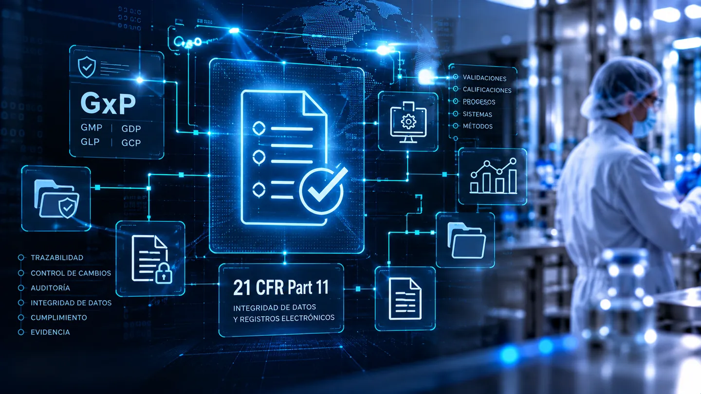 Lectura de datos en un entorno farmacéutico controlado.